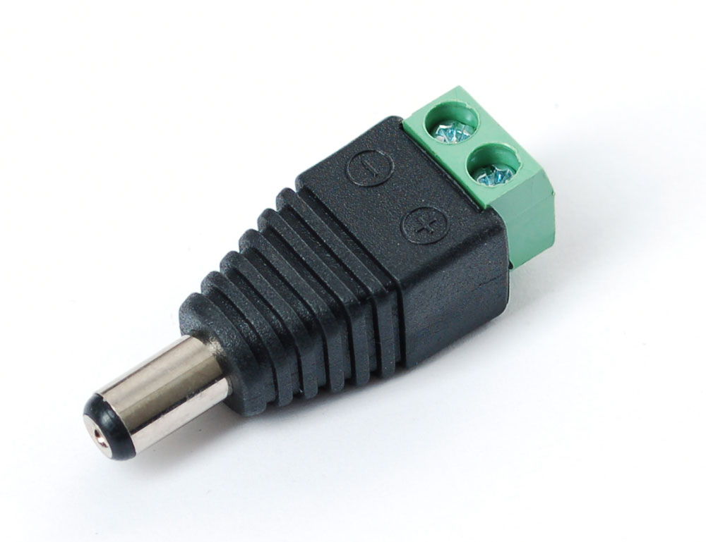Male DC Power adapter - 2.1mm plug to screw terminal block